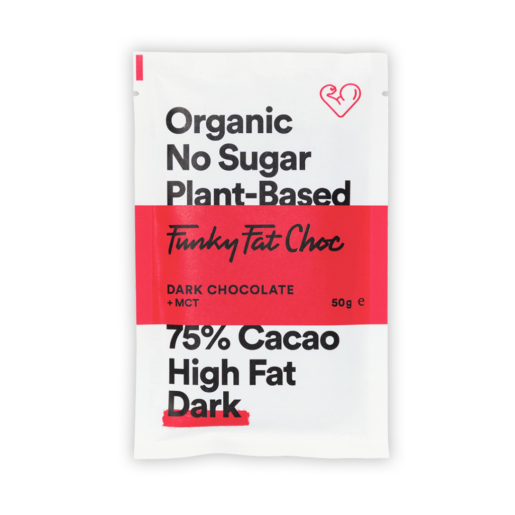 Keto czekolada bez cukru z MCT z firmy Funky Fat Foods o smaku ciemniej czekolady