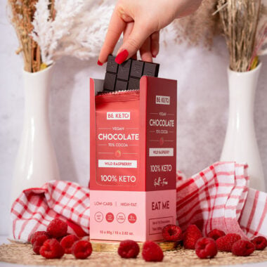 Czekolada Keto Wegańska z Olejem MCT - Dzika Malina Zestaw 10 x 80g - BeKeto