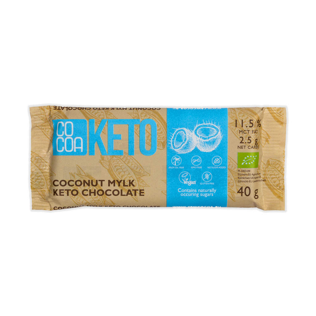 Czekolada Kokosowa Keto z Olejem MCT - Bezglutenowa - BIO - 40g - Cocoa