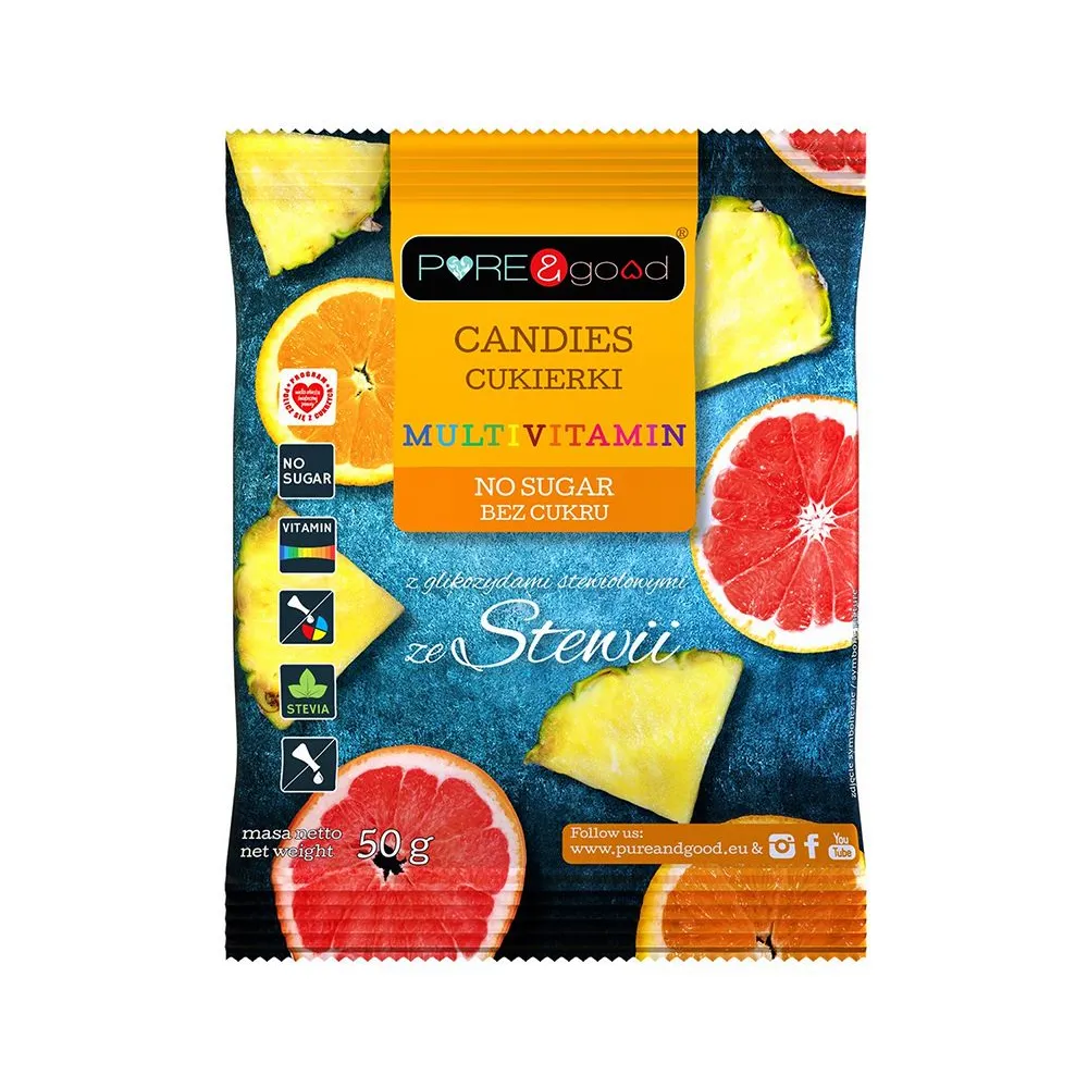 Cukierki-multiwitamina-bez-cukru-ze-stewia---PUREgood,-50g---przod Cukierki multiwitamina bez cukru ze stewia PUREgood 50g przod