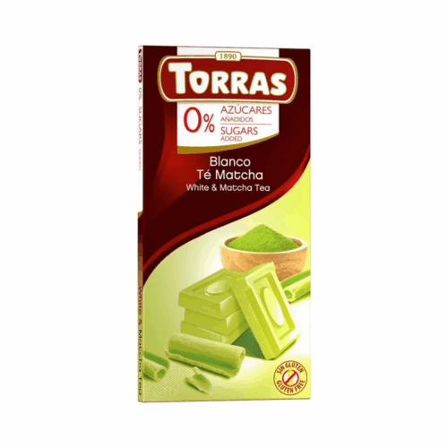 Czekolada biała & herbata Matcha bez dodatku cukru 75g - Torras
