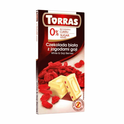 Czekolada biała z jagodami goji bez dodatku cukru 75g - Torras