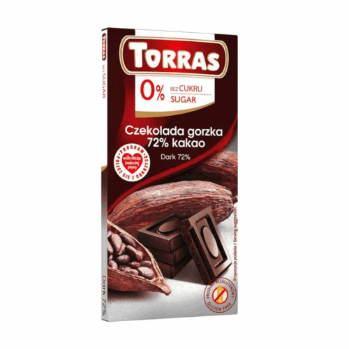 Czekolada gorzka 72% kakao bez dodatku cukru 75g - Torras