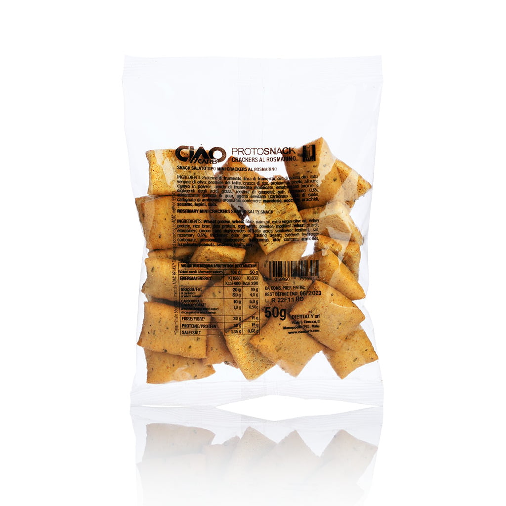 Krakersy Niskowęglowodanowe z Rozmarynem 50g - CiaoCarb