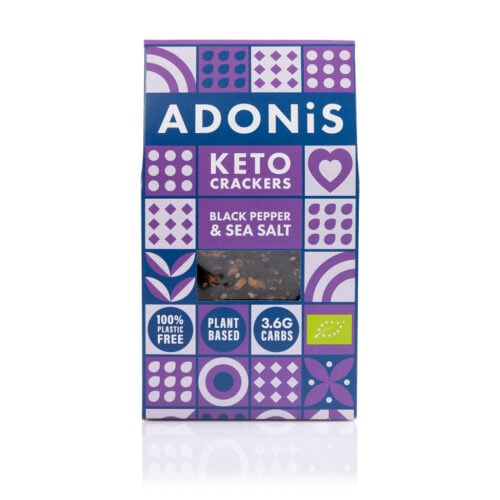 Czarny pieprz i sól morska - BIO keto krakersy 60g - Adonis