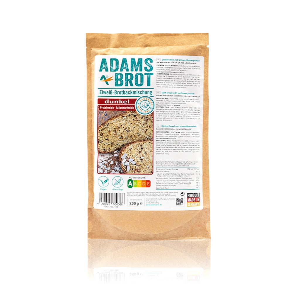 Mieszanka do wypieku ciemnego keto chleba ze słonecznikiem i siemieniem lnianym 250g - AdamsBrot