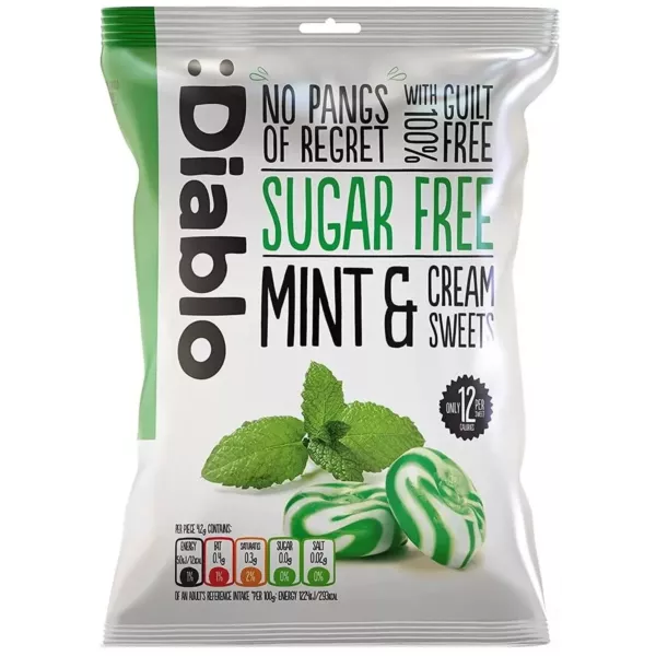 Cukierki miętowo-śmietankowe bez cukru 75g - Diablo Sugar Free