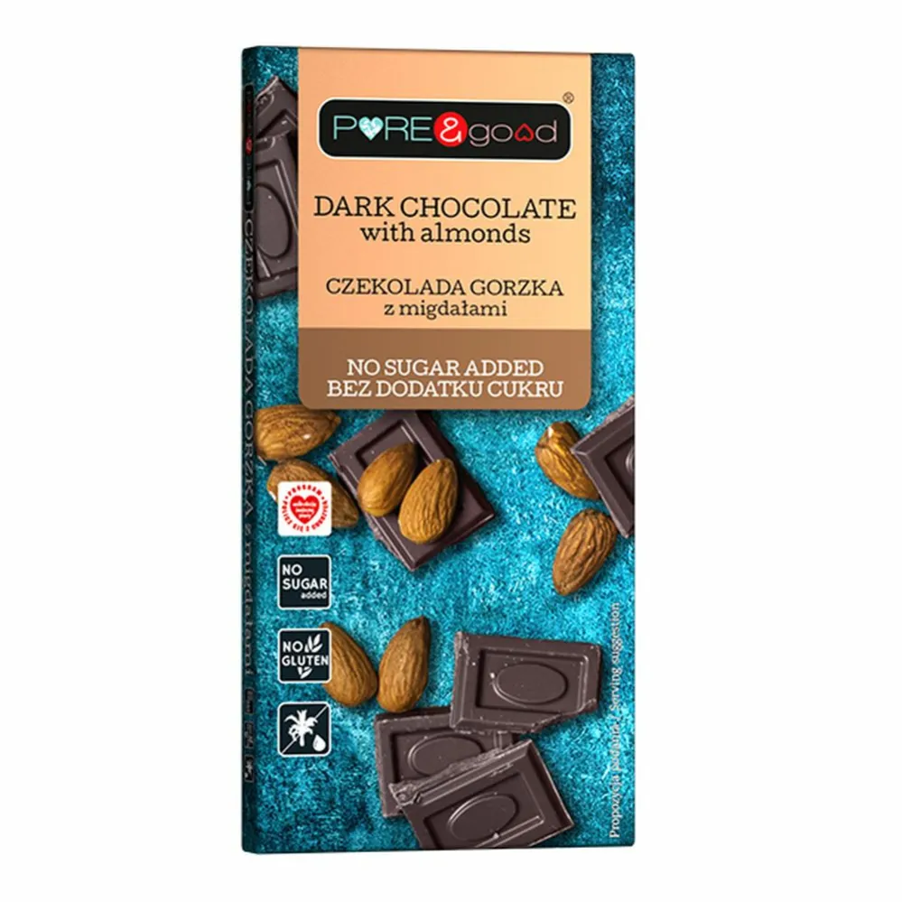 Czekolada gorzka z migdałami 75g - Pure&Good