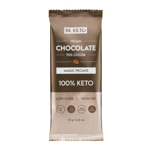 Czekolada Keto Wegańska z Olejem MCT - Orzech Pekan 80g - BeKeto