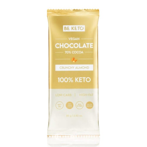 Czekolada Keto Wegańska z Olejem MCT - Chrupiący Migdał 80g - BeKeto