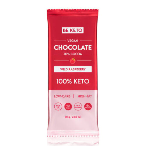 Czekolada Keto Wegańska z Olejem MCT - Dzika Malina 80g - BeKeto