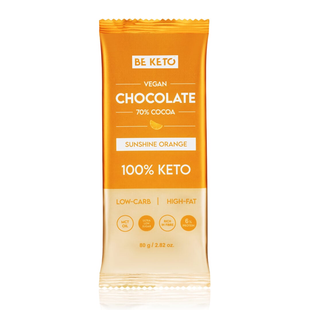 Czekolada Keto Wegańska z Olejem MCT - Słoneczna Pomarańcza 80g - BeKeto