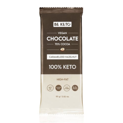 Czekolada Keto Wegańska z Olejem MCT - Karmelizowany Orzech Laskowy 80g - BeKeto