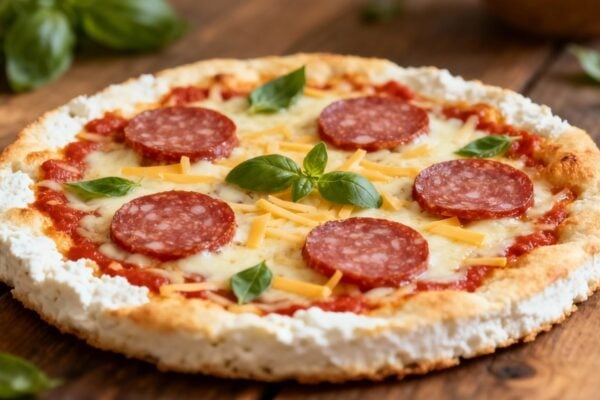 Keto Pizza z Serkiem Wiejskim i Salami