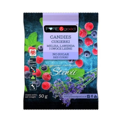 Cukierki z Melisą, Lawendą i Owocami Leśnymi bez Cukru 50g - Pure&Good