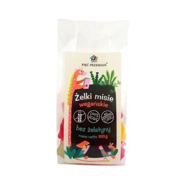 Żelki Misie Wegańskie Bez Żelatyny 100g - Pięć Przemian