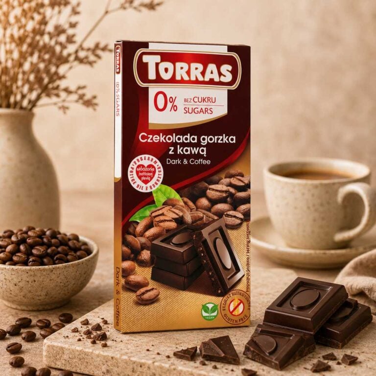 Czekolada Gorzka z Ziarnami Kakao bez Cukru 75g - Torrras z kawą