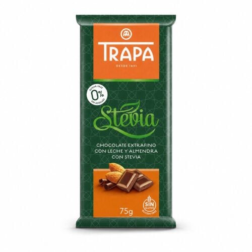 Czekolada Mleczna z Migdałami i Stewią 75g - Trapa