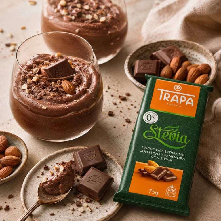 Czekolada Mleczna z Migdałami i Stewią 75g - Trapa do deserów