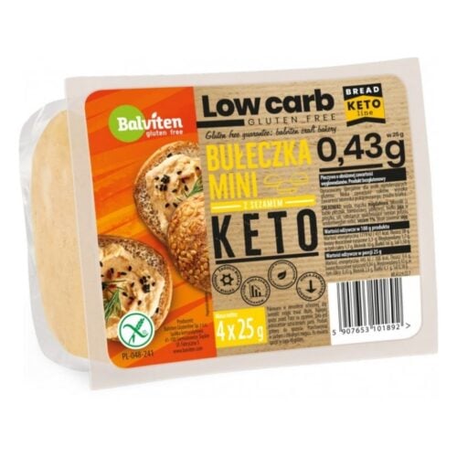 Keto Mini Bułeczki z Sezamem Bezglutenowe 4x25g - Balviten
