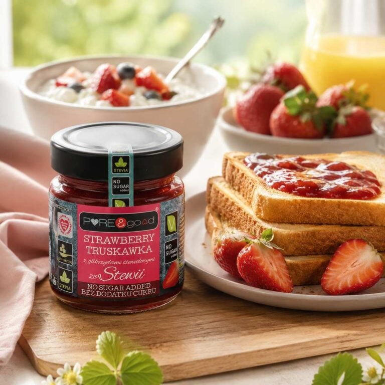 Konfitura Truskawkowa ze Stewią 200g - Pure&Good na śniadanie