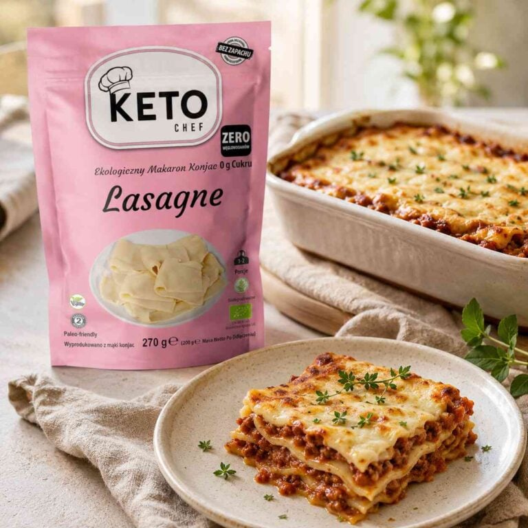 Makaron Konjac Lasagne Bezglutenowy BIO 270g (200g) - KetoChef Keto Lasagne