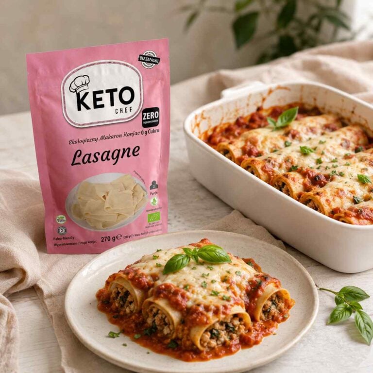 Makaron Konjac Lasagne Bezglutenowy BIO 270g (200g) - KetoChef cannelloni