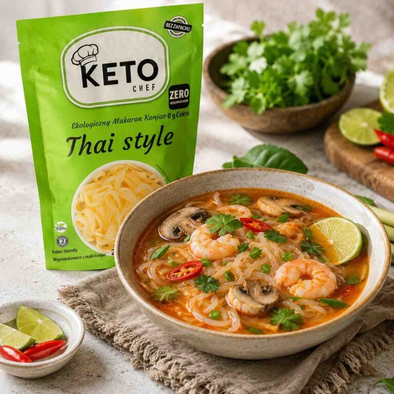 Makaron Konjac Thai Style Bezglutenowy BIO 270g (200g) - KetoChef Zupa Tom Yum