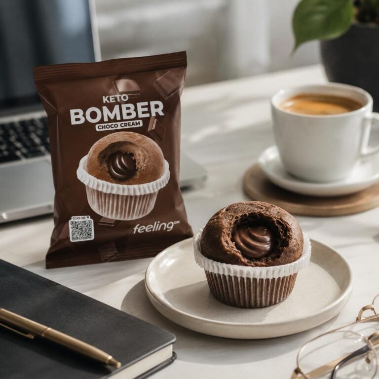 Muffinka Keto z Kremem Czekoladowym 50g - Feeling Ok deser w pracy