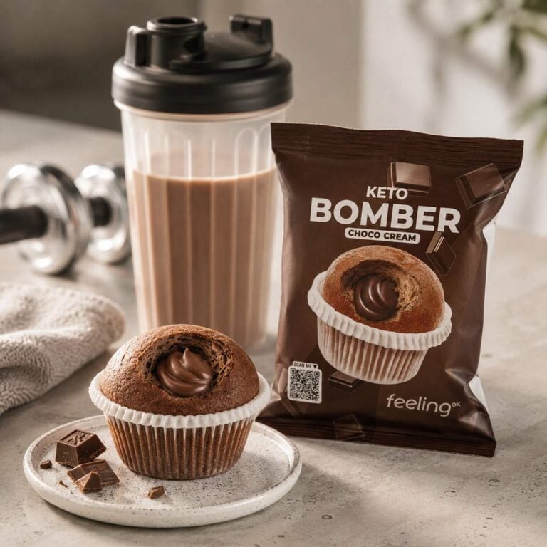 Muffinka Keto z Kremem Czekoladowym 50g - Feeling Ok przekąska potreningowa