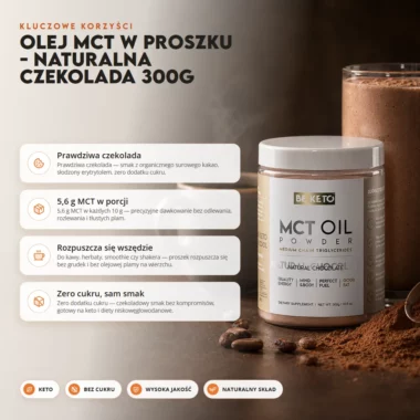 Olej MCT w Proszku - Naturalna Czekolada 300g - BeKeto