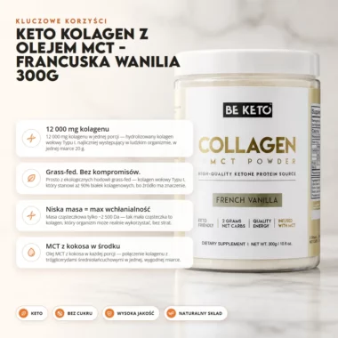 Kolagen z Olejem MCT - Francuska Wanilia 300g - BeKeto