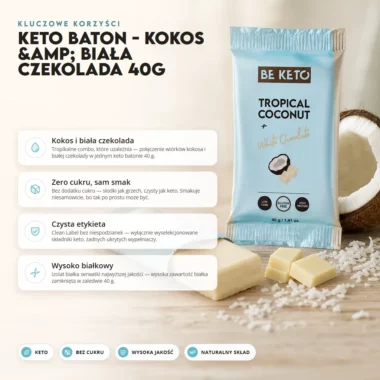 Baton Keto - Kokos & Biała Czekolada 40g - Beketo