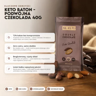Baton Keto - Podwójna Czekolada 40g - Beketo