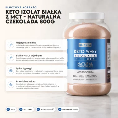 Izolat Białka z Olejem MCT - Naturalna Czekolada 800g - BeKeto