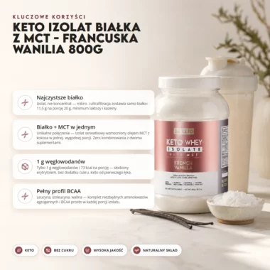Izolat Białka z Olejem MCT - Francuska Wanilia 800g - BeKeto