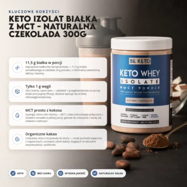 Izolat Białka z Olejem MCT - Naturalna Czekolada 300g - BeKeto