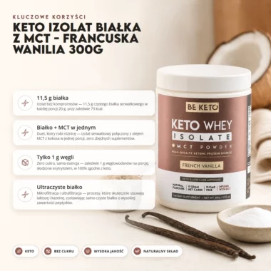 Izolat Białka z Olejem MCT - Francuska Wanilia 300g - BeKeto