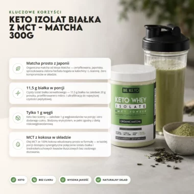Izolat Białka z Olejem MCT - Matcha 300g - BeKeto