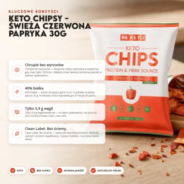 Chipsy Keto - Świeża Czerwona Papryka 30g - BeKeto