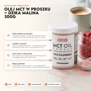 Olej MCT w Proszku - Dzika Malina 300g - BeKeto