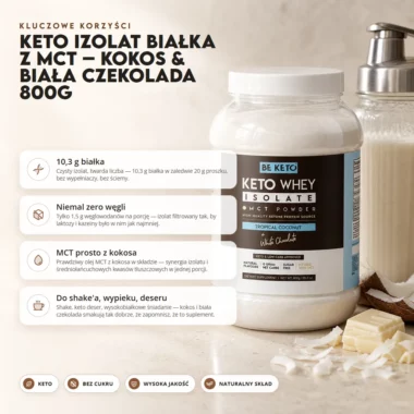 Izolat Białka z Olejem MCT - Kokos & Biała Czekolada 800g - BeKeto