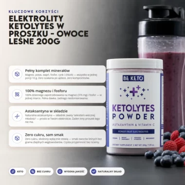 Elektrolity Keto Ketolytes w Proszku - Owoce Leśne 200g - BeKeto