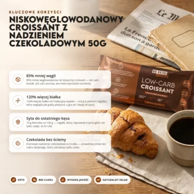 Croissant Niskowęglowodanowy z Nadzieniem Czekoladowym 50g - BeKeto