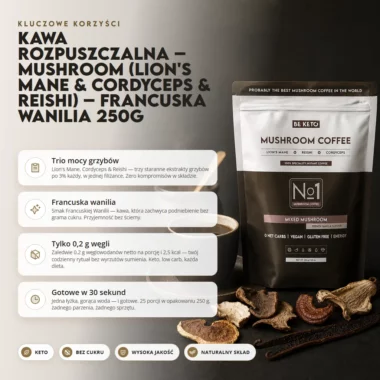 Kawa Rozpuszczalna Mushroom - Francuska Wanilia 250g - BeKeto