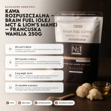 Kawa Rozpuszczalna Brain Fuel - Francuska Wanilia 250g - BeKeto