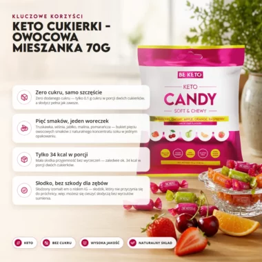 Cukierki Keto - Owocowa Mieszanka 70g - BeKeto