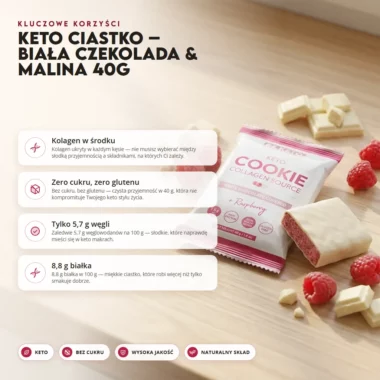Ciastko Keto - Biała Czekolada & Malina - Beketo