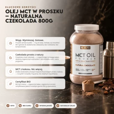 Olej MCT w Proszku - Czekolada 800g - Beketo
