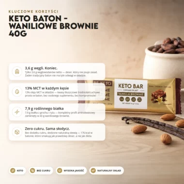Baton Keto - Waniliowe Brownie 40g - Beketo